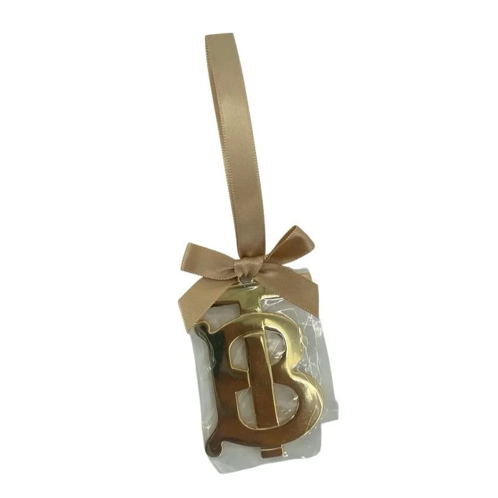Burberry Gold TB Monogram Christmas Ornaments Set of 2 | NIB | Authentic